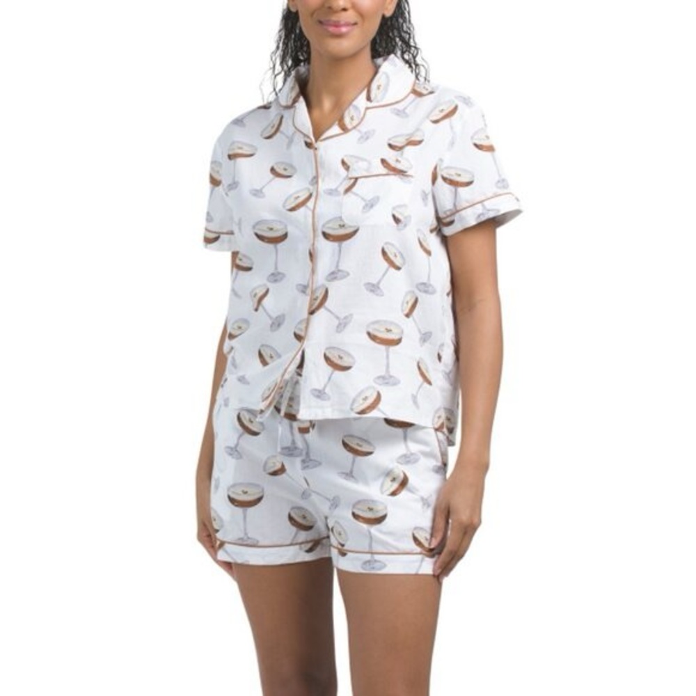 CRAFTED BY MAHOGANY Espresso Martini Print Jolie Pajama Shorts Set